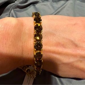 Brand new chocolate colored stone and gold tone bracelet, necklace earrings set